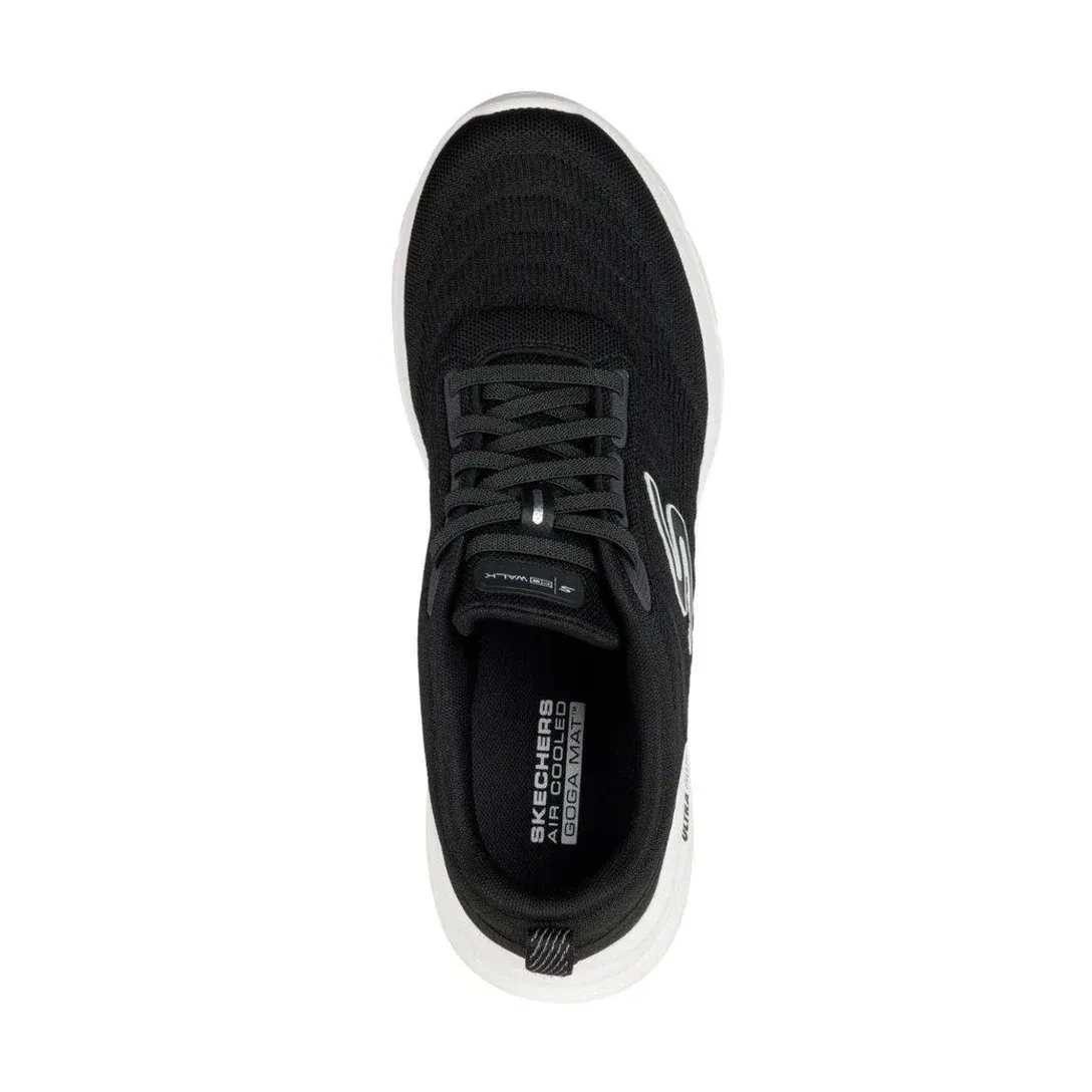 Tênis Skechers Go Walk 8 Day masculino preto em vista lateral para ajuste e conforto